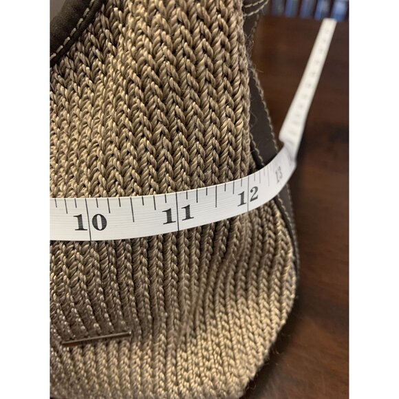 The Sak Crochet Woven Shoulder Hand Bag In Brown Tan With Leather Accents - Picture 6 of 9